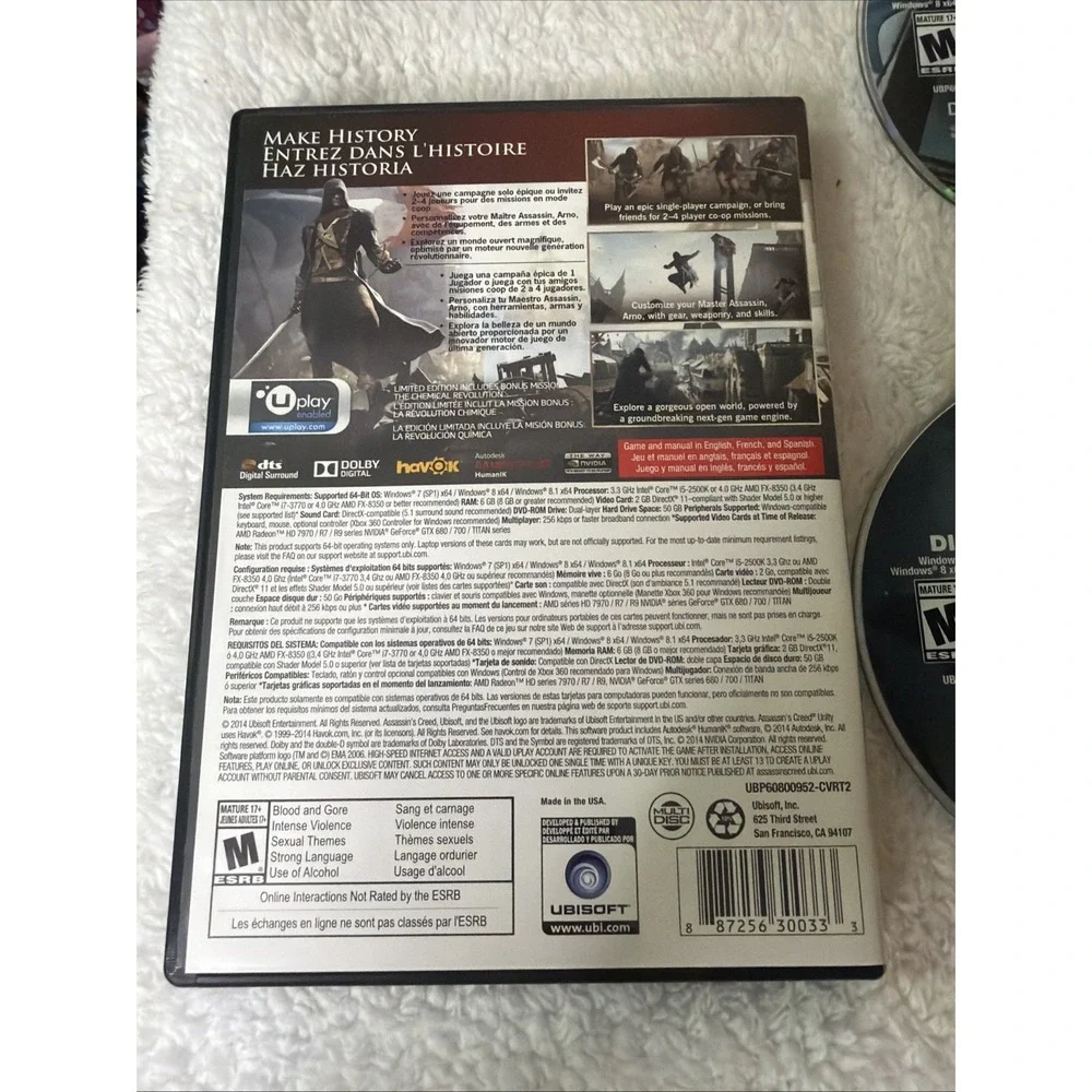 Assassins's Creed PC CD ROM VTG 5 Disc Set Chemical Revolution Mission Ubisoft